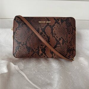Michael Kors Jet Set Crossbody bag in a brown python-embossed